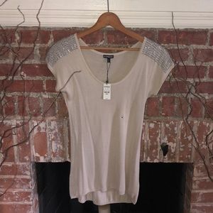 Express Studded Shoulder Top